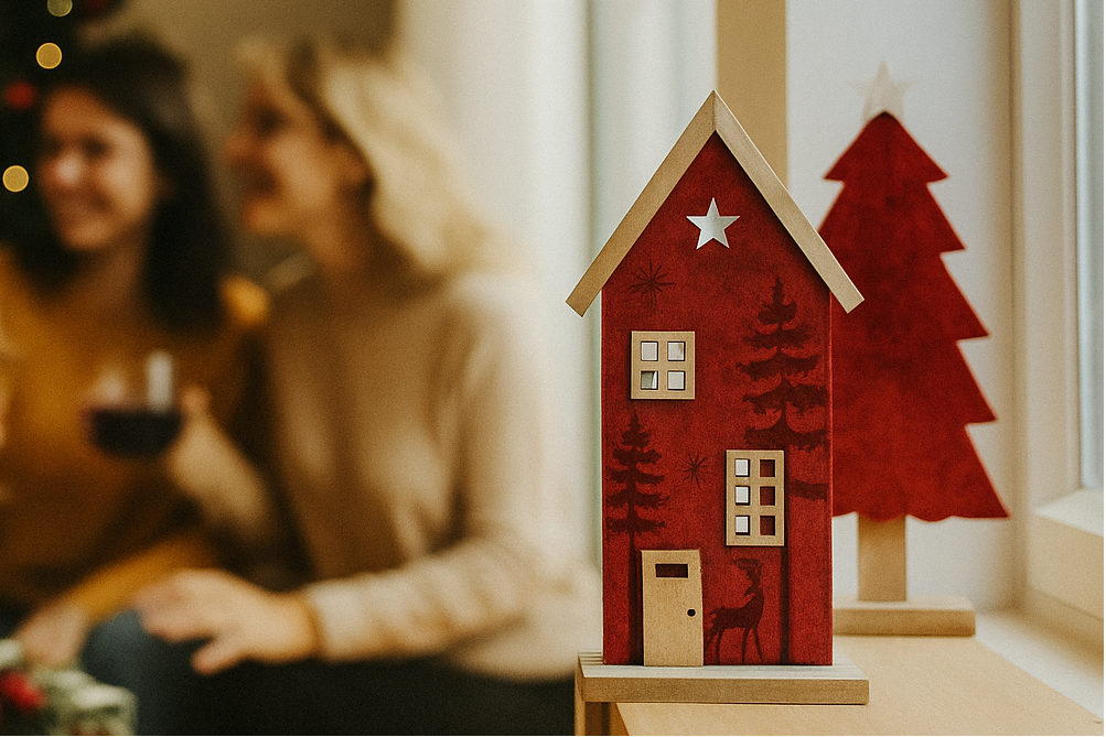 Casa Decorativa de Natal em Madeira e Feltro