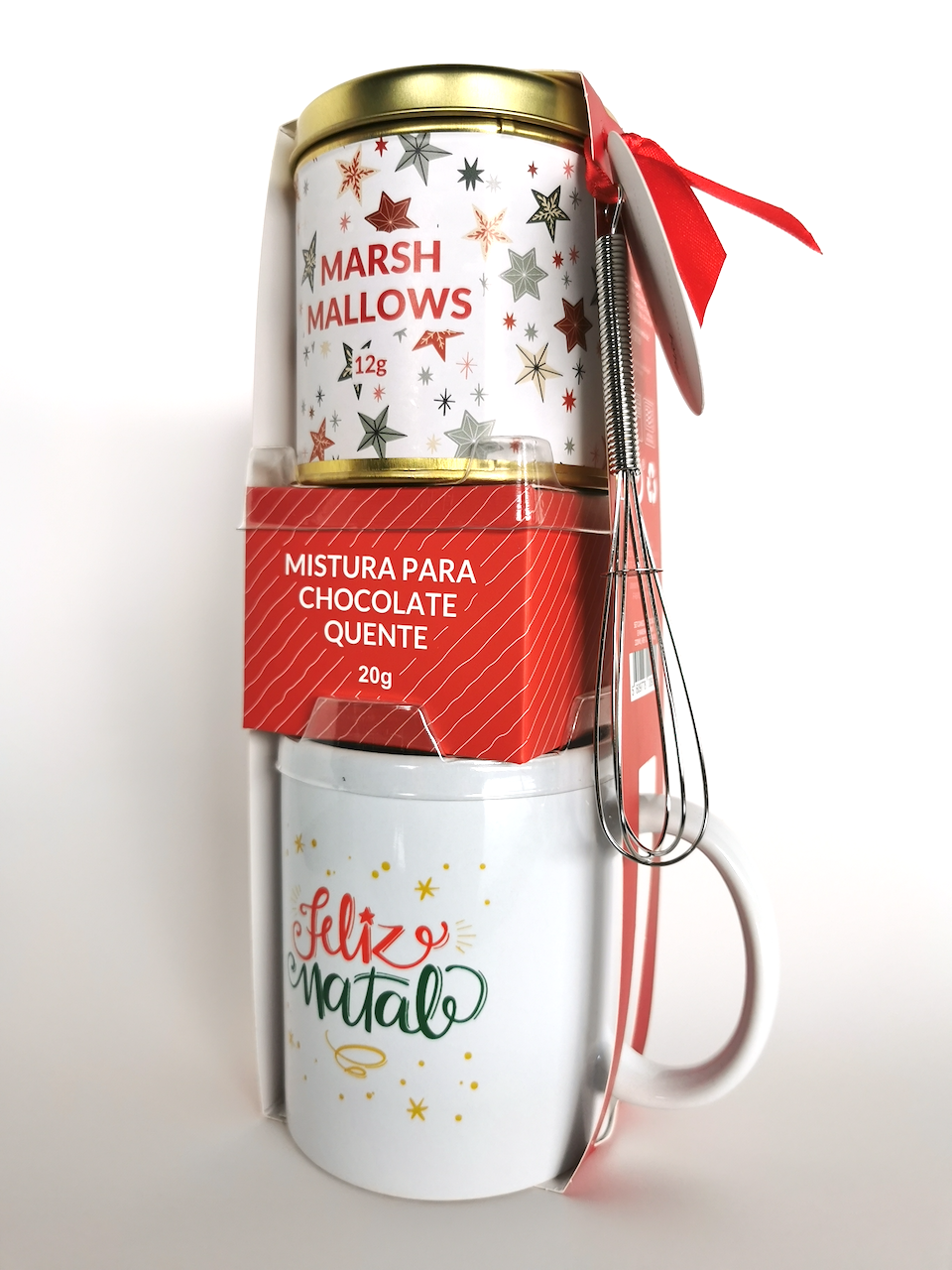 Kit de Natal – Caneca Chocolate Quente com Marshmallows e Batedor