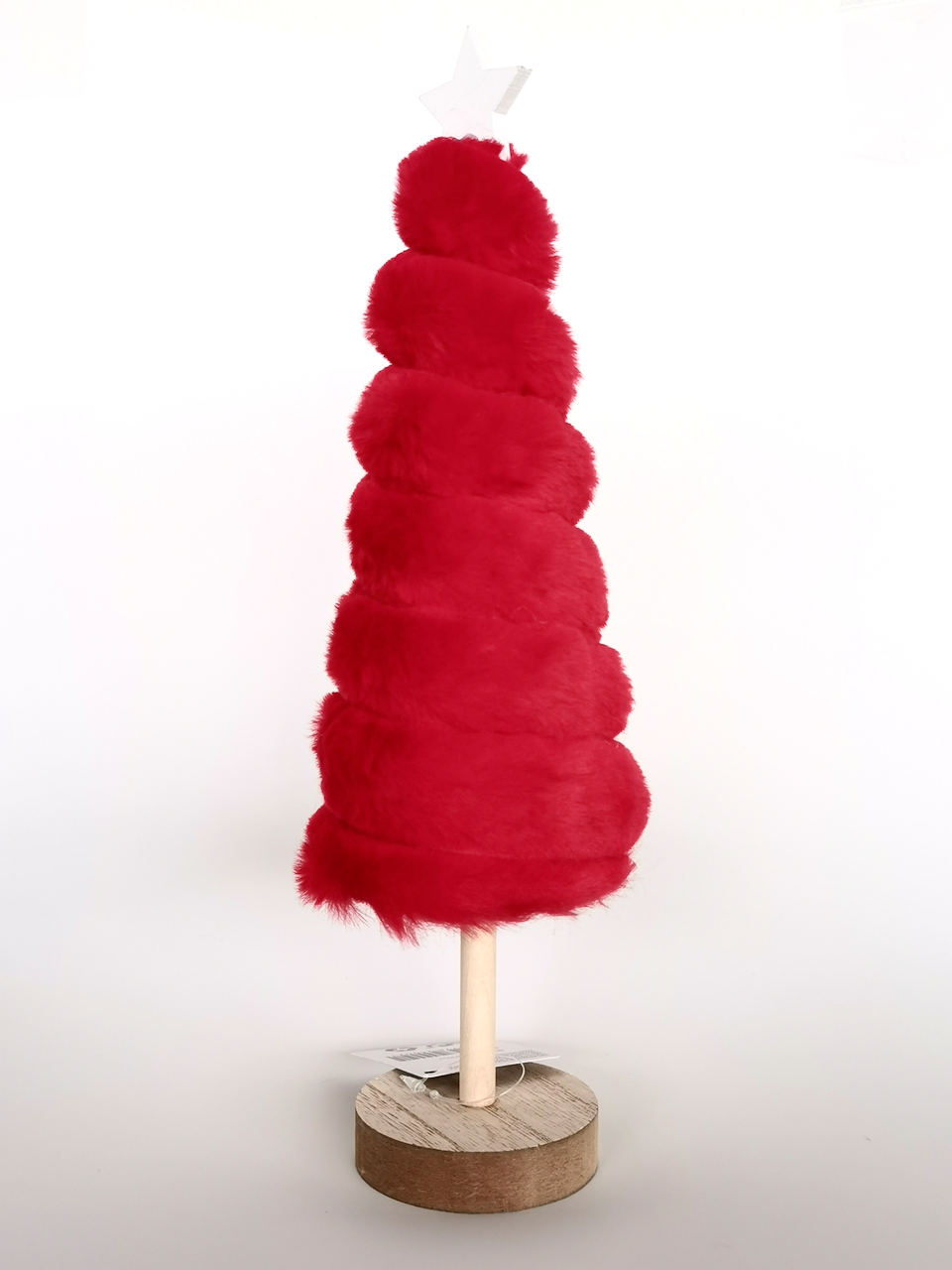 Árvore de Natal Decorativa em Pêlo com Base em Madeira