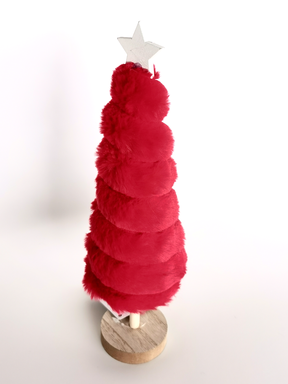 Árvore de Natal Decorativa em Pêlo com Base em Madeira