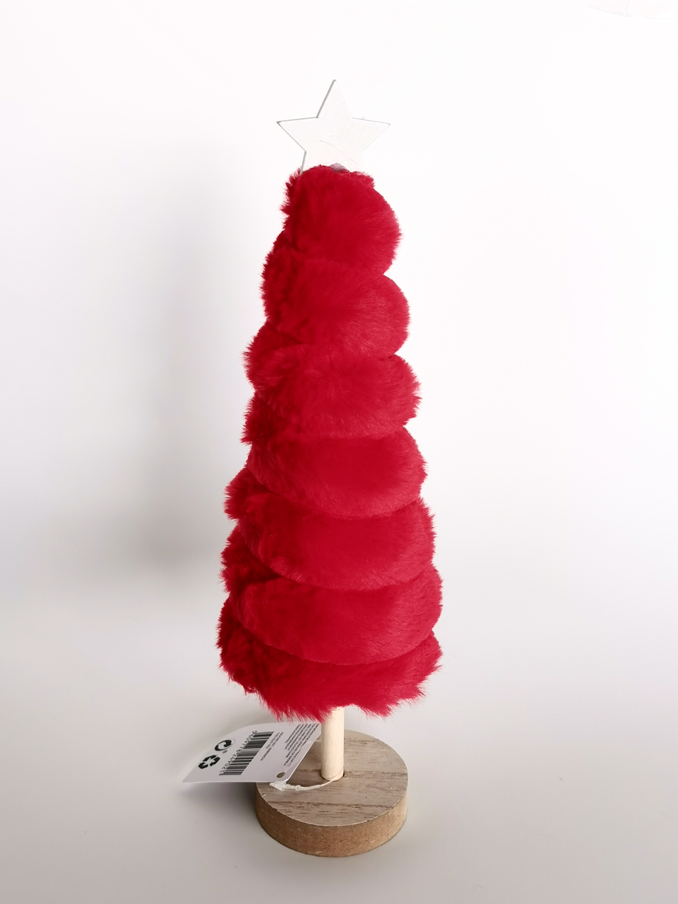 Árvore de Natal Decorativa em Pêlo com Base em Madeira