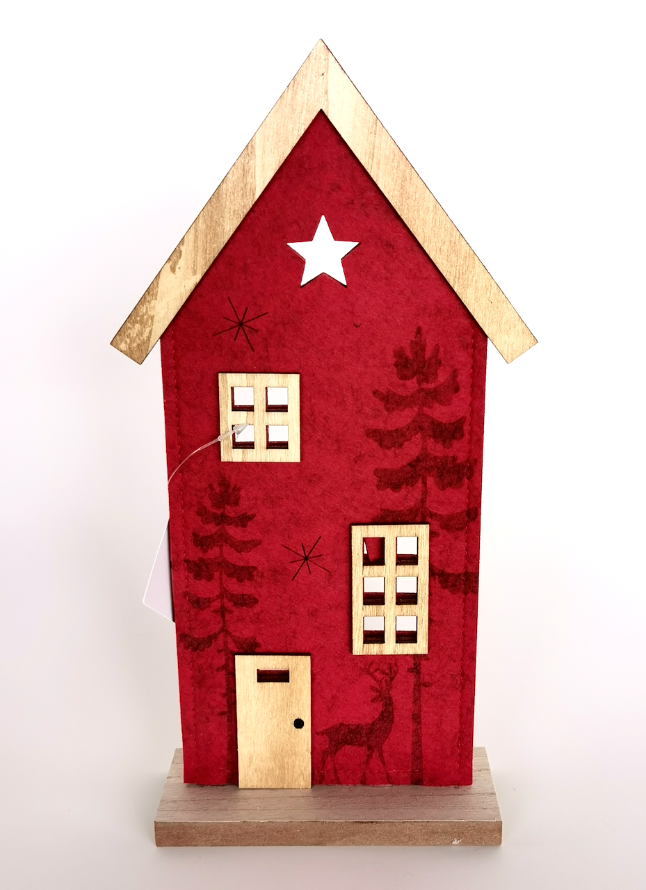 Casa Decorativa de Natal em Madeira e Feltro