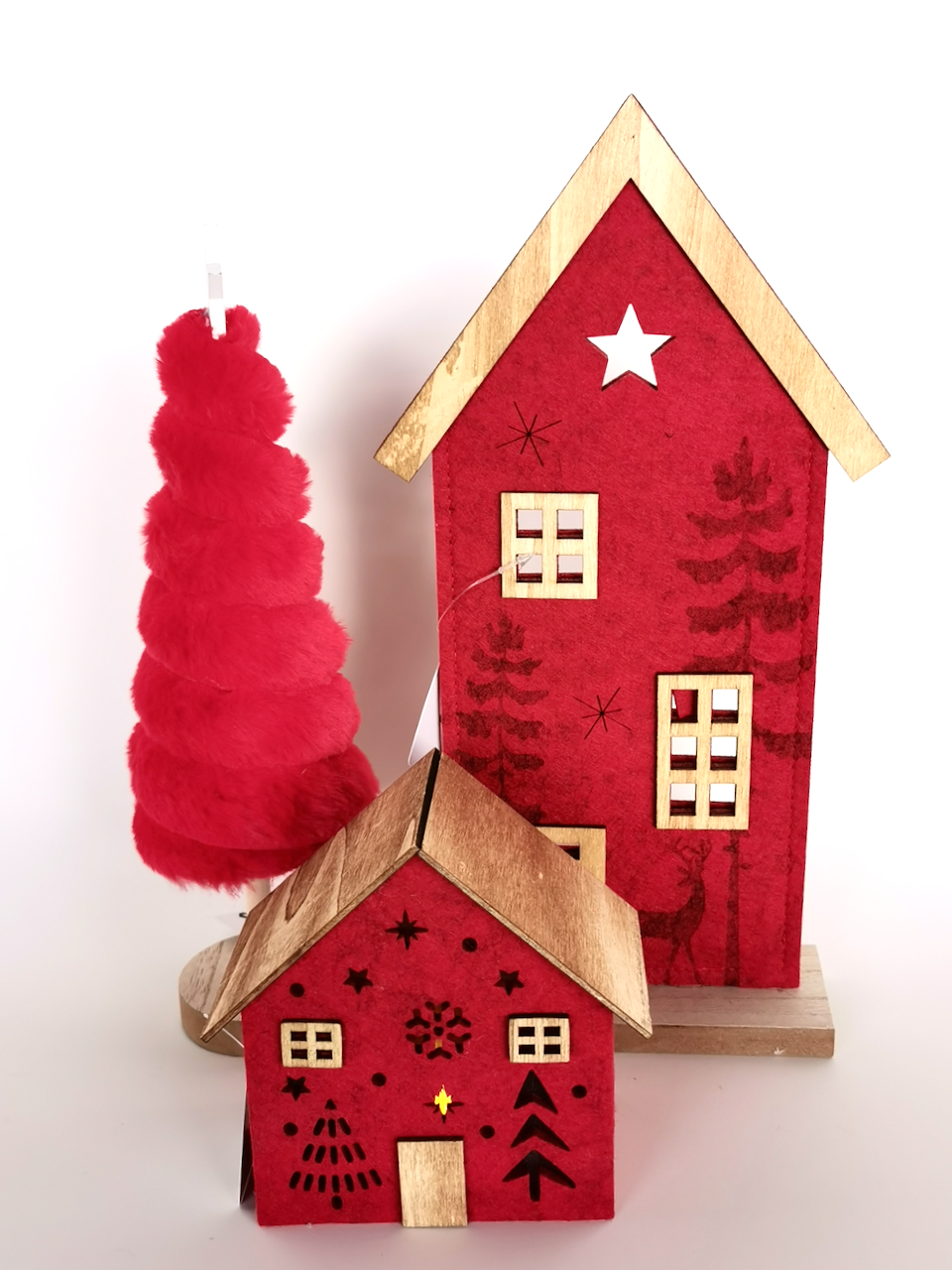 Casa Decorativa de Natal em Madeira e Feltro