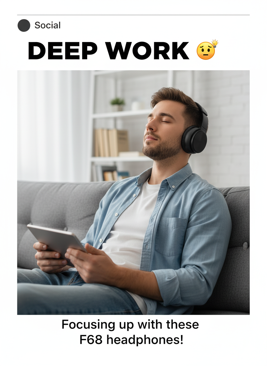 Phones Wireless Sem Fio F68 — Liberdade, Estilo e Som de Alta Definição